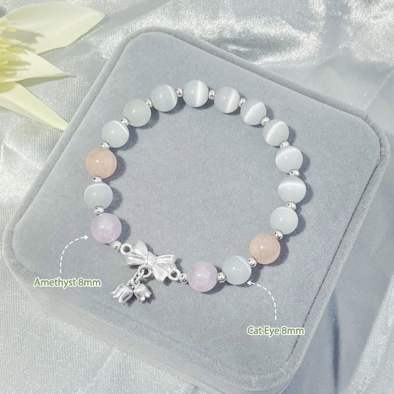 Wear FengShui Cat's Eye Lavender Amethyst Rosette Charm Bracelet