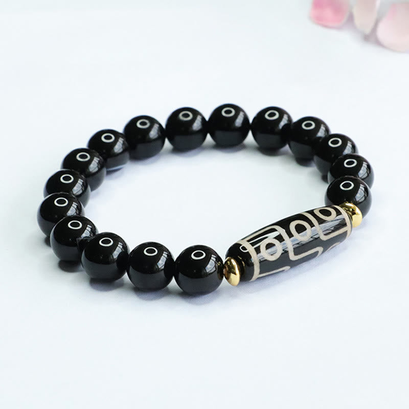 Wear FengShui Tibetan Nine-Eye Dzi Bead Black Onyx Power Bracelet
