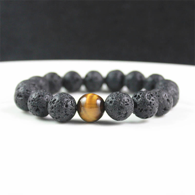 Wear FengShui Lava Rock Tiger Eye Stone Peace Healing Bracelet