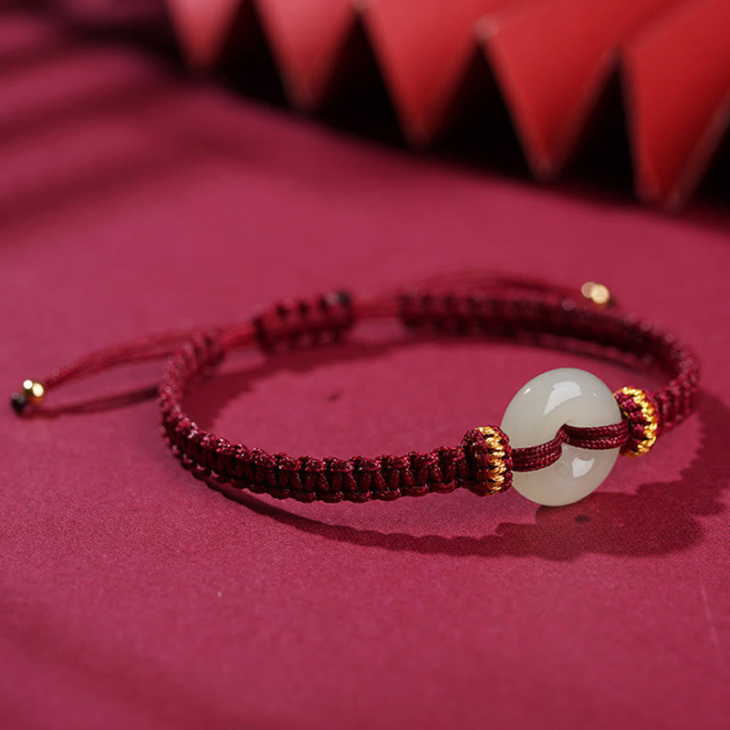 Wear FengShui Peace Buckle Jade Abundance Braided Bracelet