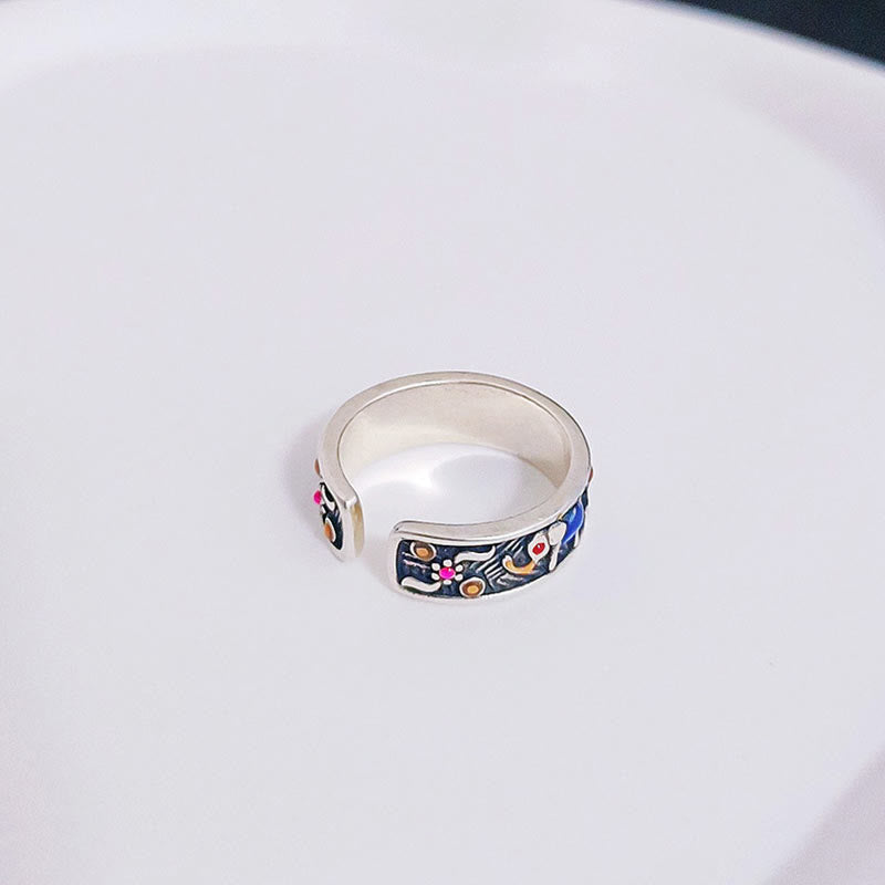 Wear FengShui Colorful Elephant Carved Strength Adjustable Ring