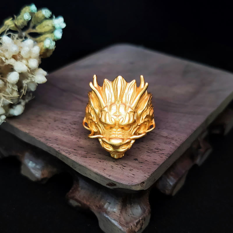 Wear FengShui Golden Dragon Luck Protection Ring