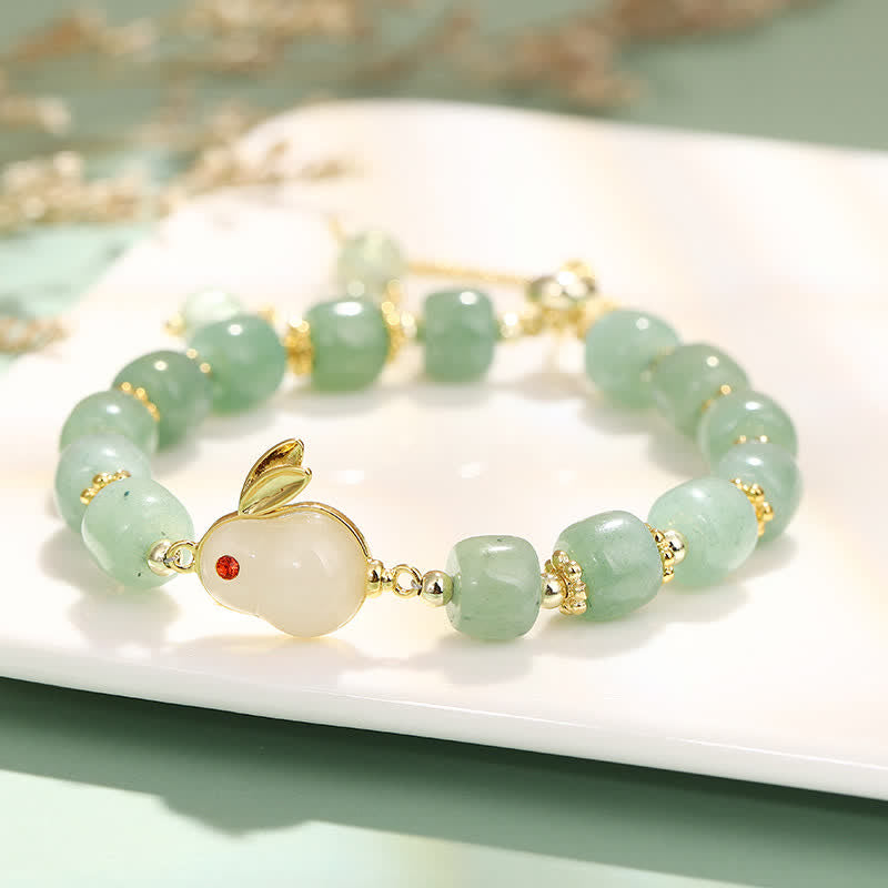 Wear FengShui Year of the Rabbit Natural Green Aventurine Luck Bead Bracelet