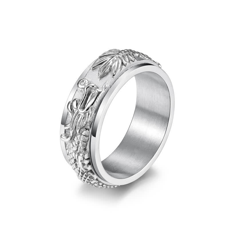 Wear FengShui Dragon Titanium Steel Stimulation Rotatable Ring