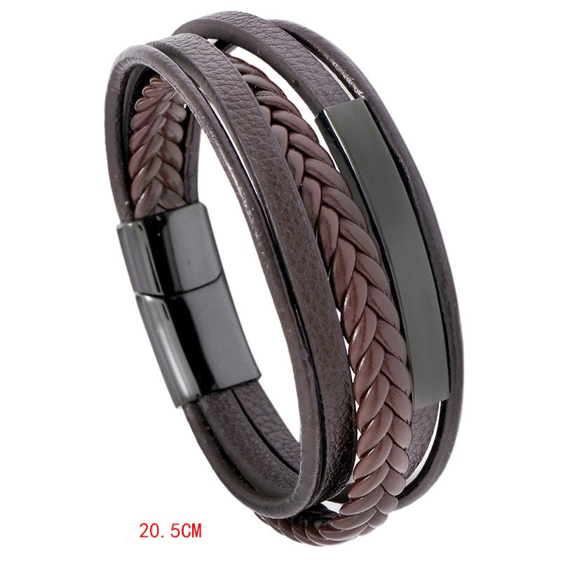 Wear FengShui Simple Design Titanium Steel Leather Luck Bracelet
