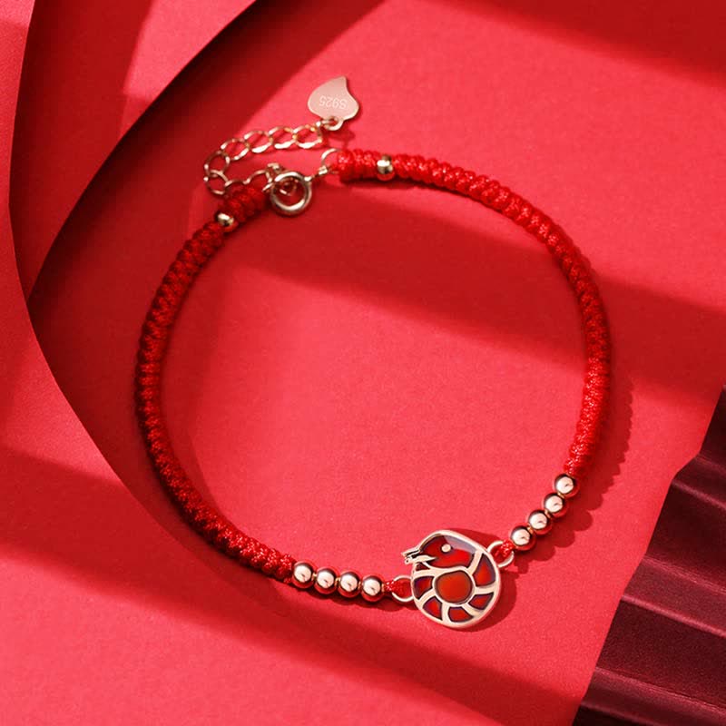 Wear FengShui 925 Sterling Silver Chinese Zodiac Luck Faith Discolor Red String Bracelet