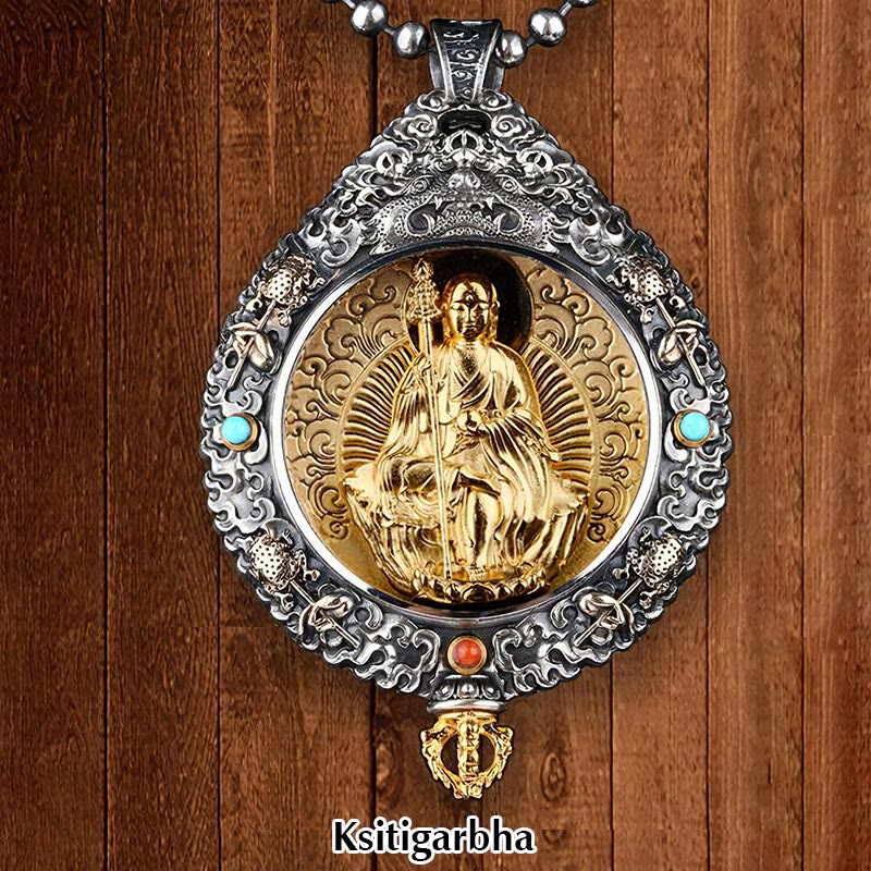 Wear FengShui Chinese Zodiac Natal Buddha Thangka Nine Palaces Eight Diagrams Wealth Rotatable Necklace Pendant