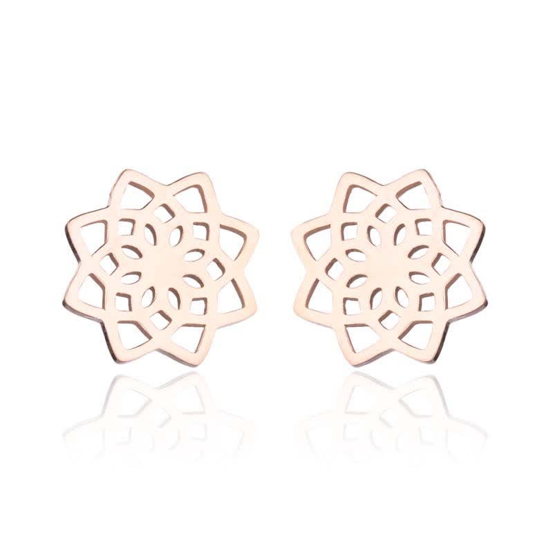 Wear FengShui Tibetan Lotus Pattern New Beginning Stud Earrings