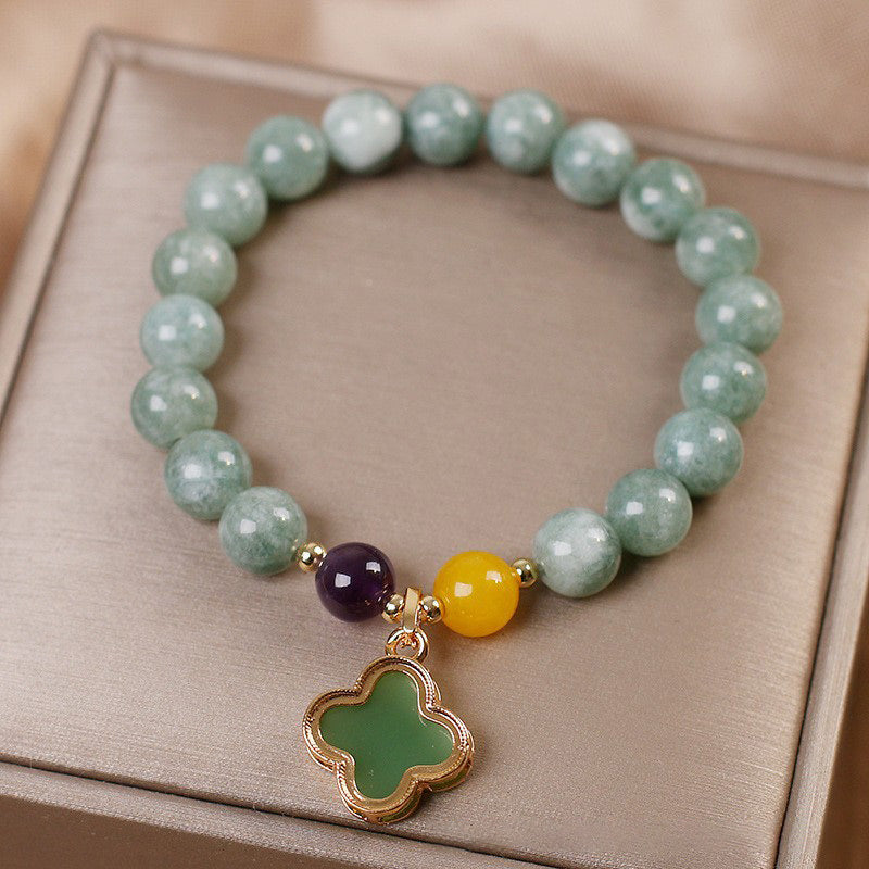 Wear FengShui Jade Four Leaf Clover Luck Bracelet