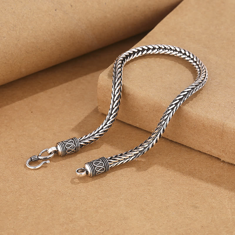Wear FengShui Vintage Dragon Keel Braided Twisted Design Wealth Buckle Bracelet