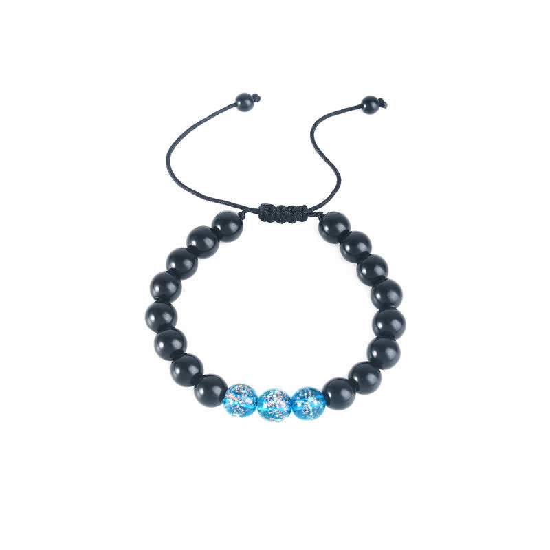 Wear FengShui Black Obsidian Luminous Glowstone Strength Bracelet