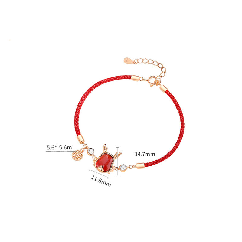 ❗❗❗A Flash Sale- Wear FengShui 925 Sterling Silver Year of the Dragon Natural Red Agate Dragon Attract Fortune Fu Character Strength Bracelet Necklace Pendant Earrings
