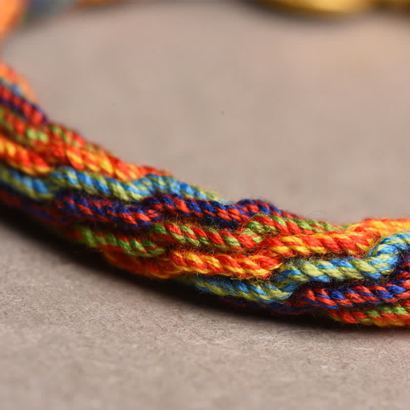 Wear FengShui Tibetan Om Mani Padme Hum Dreamcatcher Luck Colorful Reincarnation Knot String Bracelet
