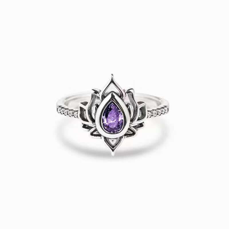 Wear FengShui Sterling Silver Lotus Zircon Blessing Protection Ring