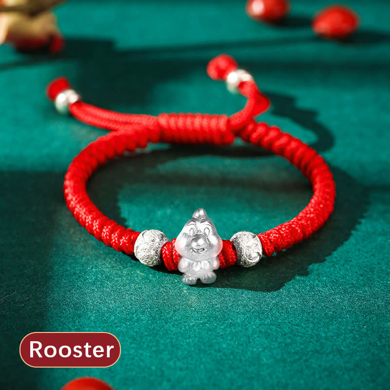 Wear FengShui 999 Sterling Silver Chinese Zodiac Red Rope Luck Handcrafted Kids Bracelet