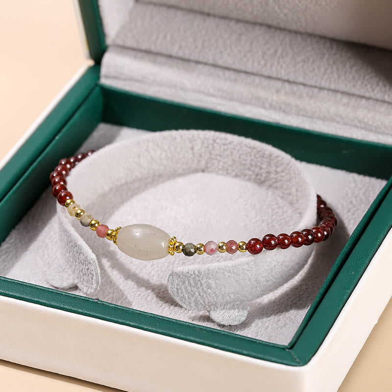 Wear FengShui Garnet Jade Tourmaline Bead Passion Bracelet