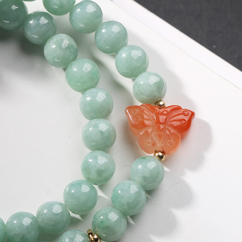 Wear FengShui 925 Sterling Silver Natural Jade Amber Butterfly Luck Abundance Bracelet