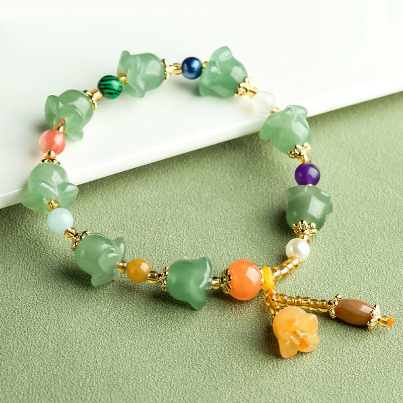 Wear FengShui Green Aventurine Magnolia Flower Luck Bracelet