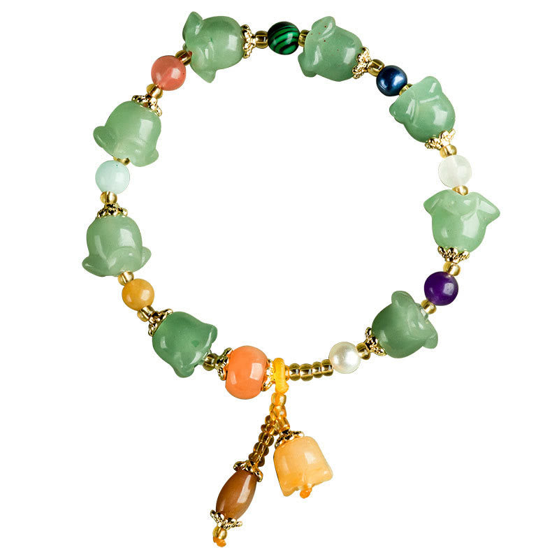Wear FengShui Green Aventurine Magnolia Flower Luck Bracelet