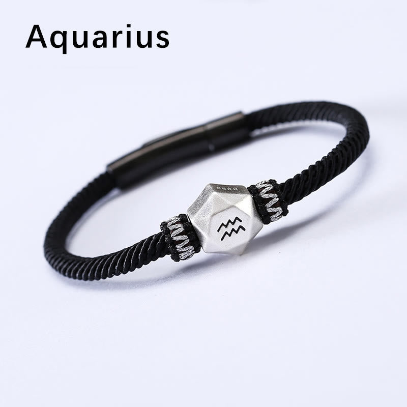 Wear FengShui 999 Sterling Silver 12 Constellations of the Zodiac Protection Handmade String Bracelet