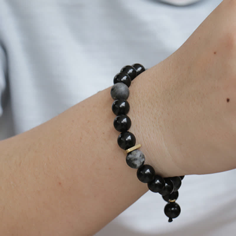 Wear FengShui Black Obsidian Black Glitter Stone Purification Bracelet