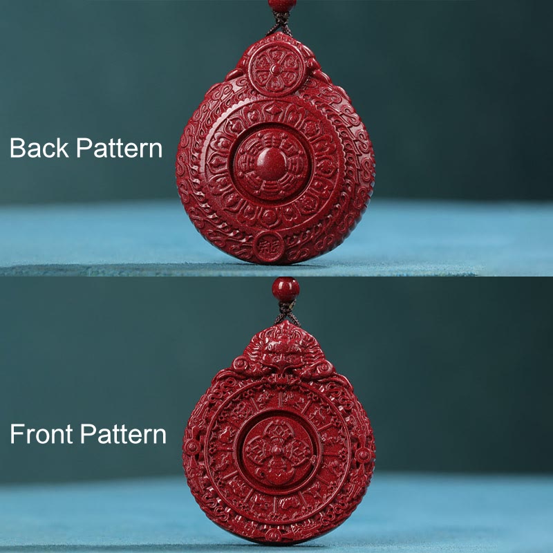 Wear FengShui Chinese Zodiac Natural Cinnabar Bagua Amulet Keep Away Evil Spirits Necklace Pendant
