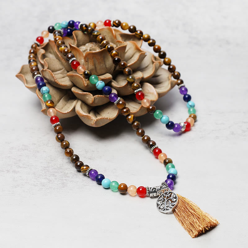 Wear FengShui Healing Crystal Mala Prayer Beads 108 Meditation Healing Multilayer Bracelet Necklace