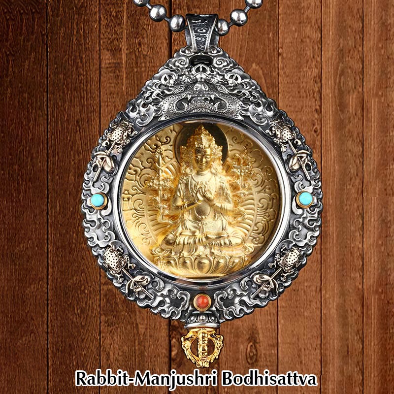 Wear FengShui Chinese Zodiac Natal Buddha Thangka Nine Palaces Eight Diagrams Wealth Rotatable Necklace Pendant