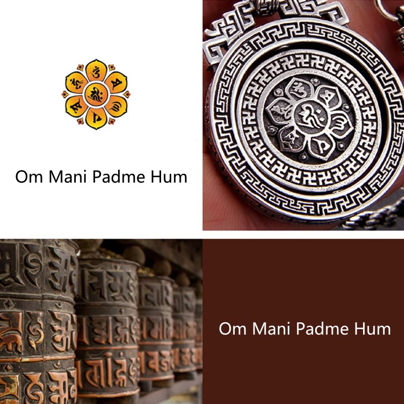 Wear FengShui Tibetan Om Mani Padme Hum Double Dorje Vajra Rotatable Purity Peace Necklace Pendant