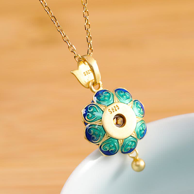 Wear FengShui 925 Sterling Silver Tibet Lotus Prayer Wheel Red Agate Enlightenment Necklace Pendant