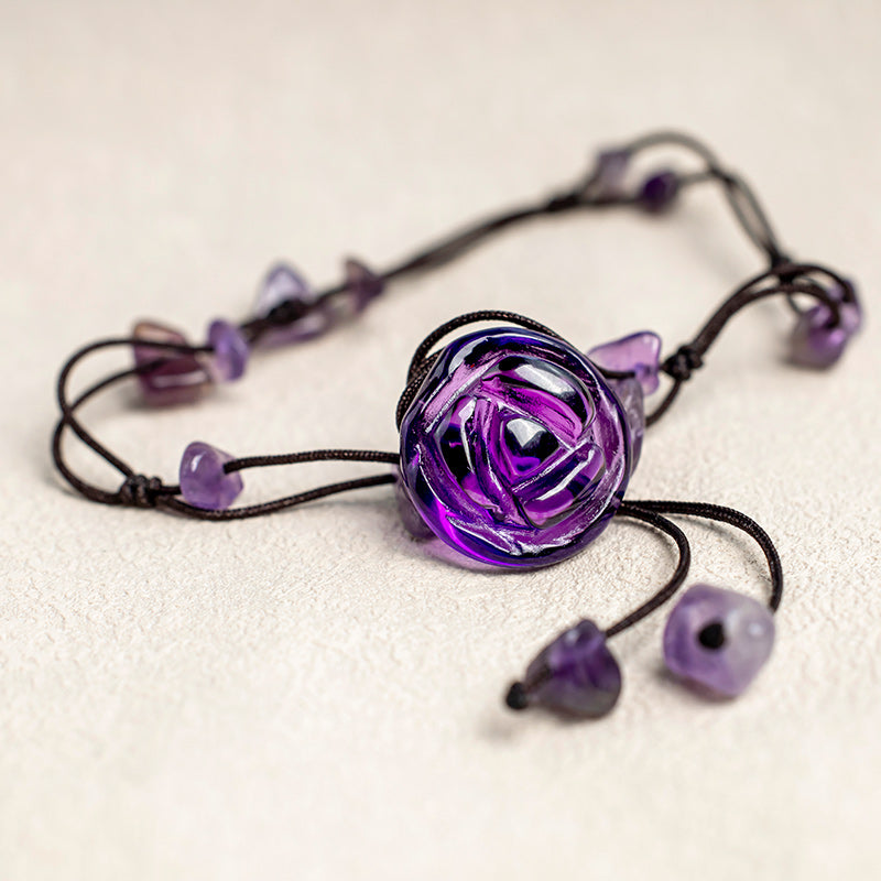 Wear FengShui Amethyst Pink Crystal Green Aventurine Rose Inner Peace Healing Anklet