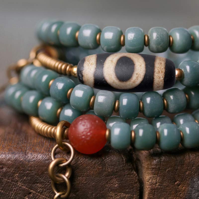 Wear FengShui 108 Mala Beads Bodhi Seed Dzi Bead Wisdom Bracelet