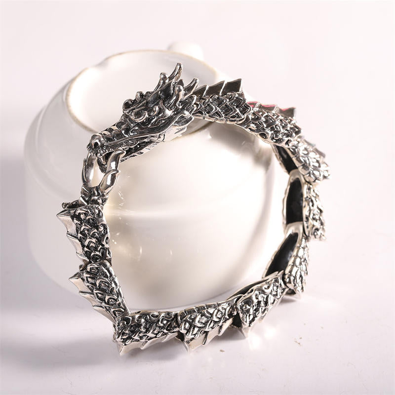 Wear FengShui 925 Sterling Silver Dragon Luck Success Bracelet Bangle