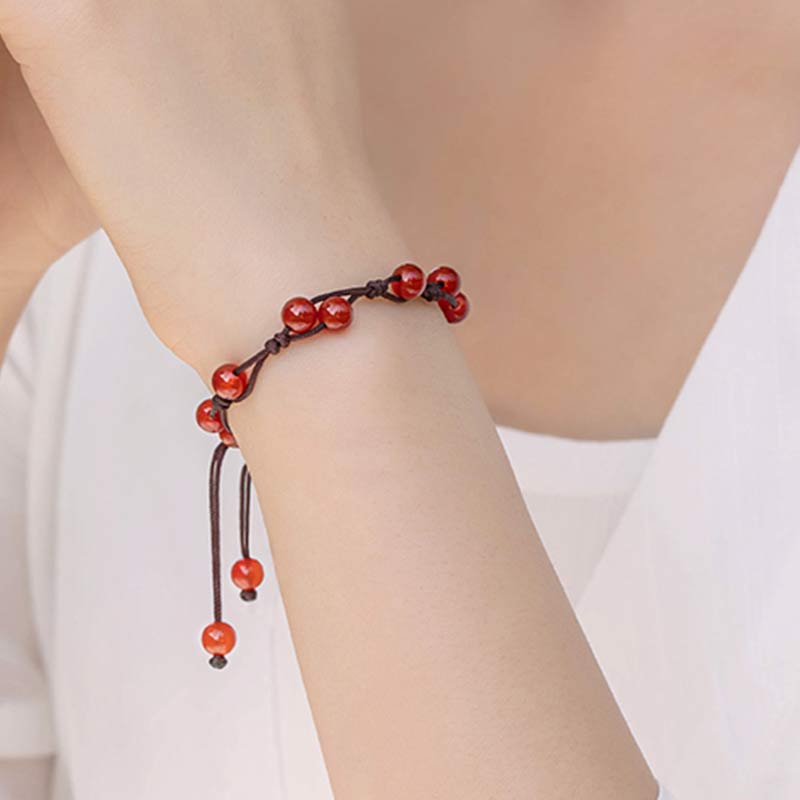 Wear FengShui Red Agate Moss Agate Cinnabar Calm Bracelet
