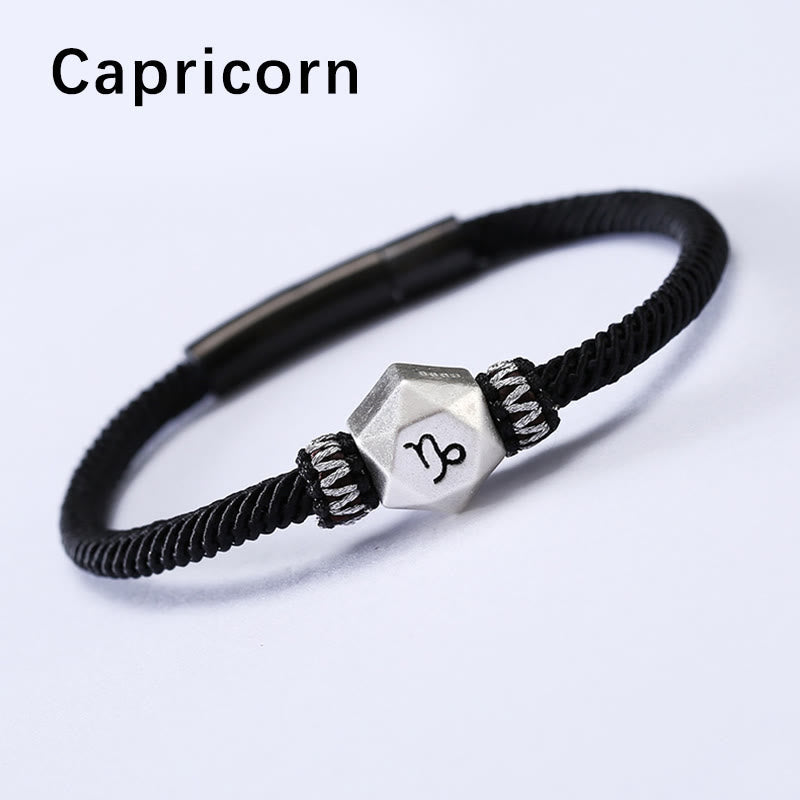 Wear FengShui 999 Sterling Silver 12 Constellations of the Zodiac Protection Handmade String Bracelet