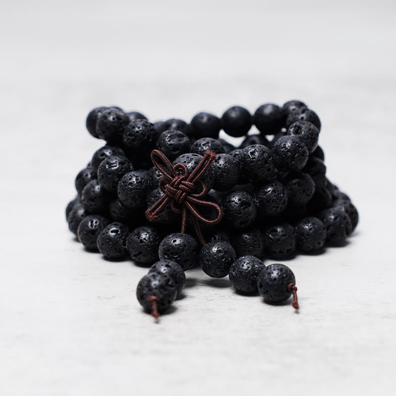 Wear FengShui 108 Natural Lava Rock Beads Prayer Mala Bracelet Necklace