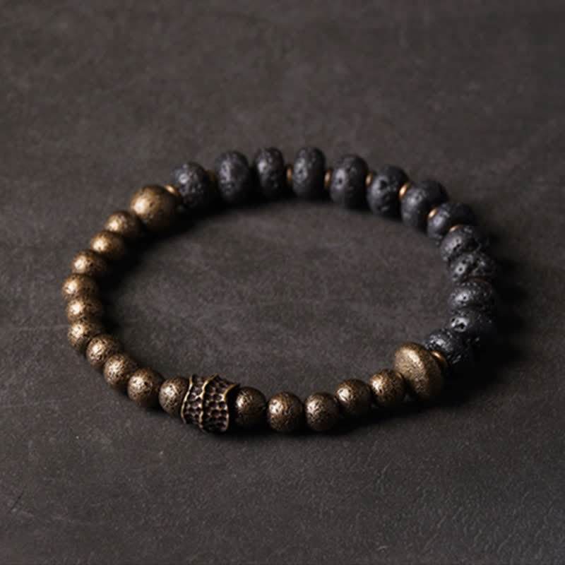 Wear FengShui Lava Rock Stone Copper Balance Cuff Bracelet Bangle