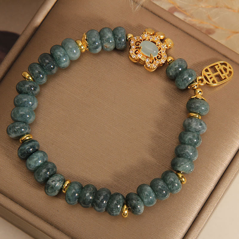 Wear FengShui Natural Jade Chinese Lock Charm Peace Luck Abundance Bracelet