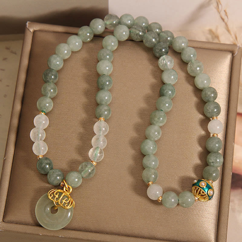 Wear FengShui Green Aventurine Peace Buckle Charm Luck Double Wrap Bracelet
