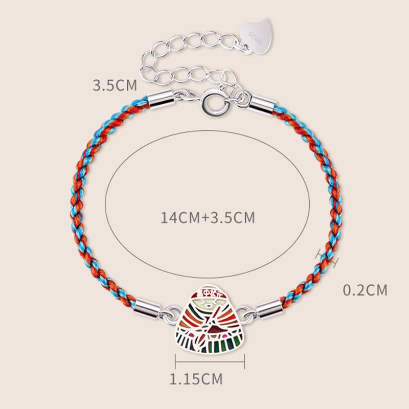 Wear FengShui 925 Sterling Silver Zongzi Pattern Luck Multicolored Handcrafted Bracelet