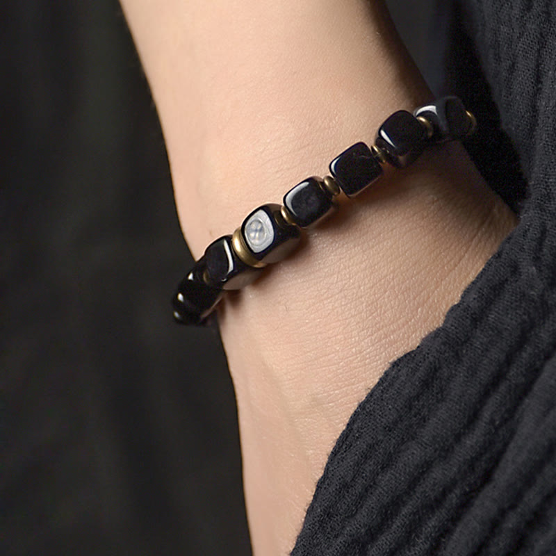 Wear FengShui Black Obsidian Crystal Copper Strength Couple Bracelet