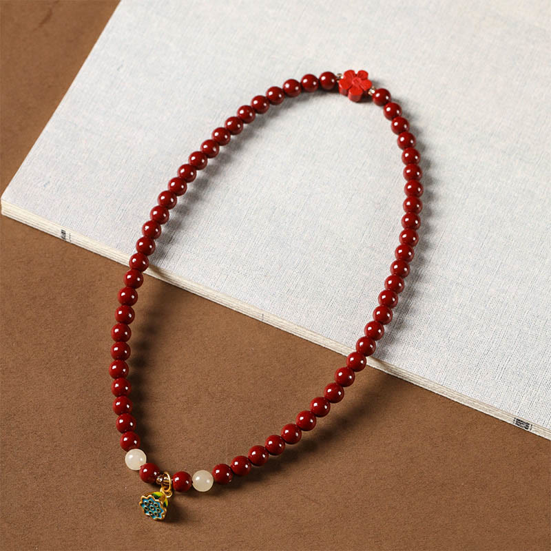 Wear FengShui Cinnabar Lotus Charm Double Wrap Blessing Bracelet