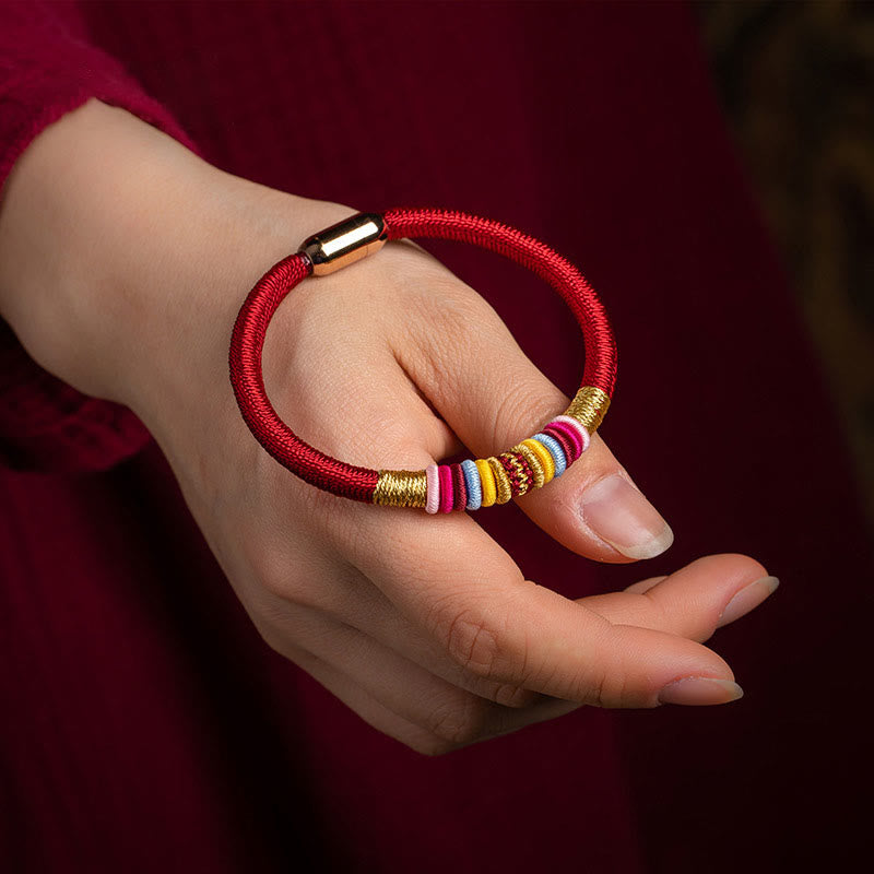 Wear FengShui Tibetan Handmade King Kong Knot Protection Magnetic Buckle Braided Bracelet