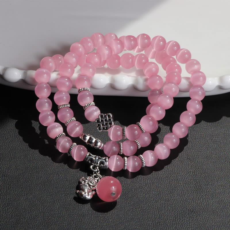 Wear FengShui Cat Eye PiXiu Support Triple Wrap Bracelet