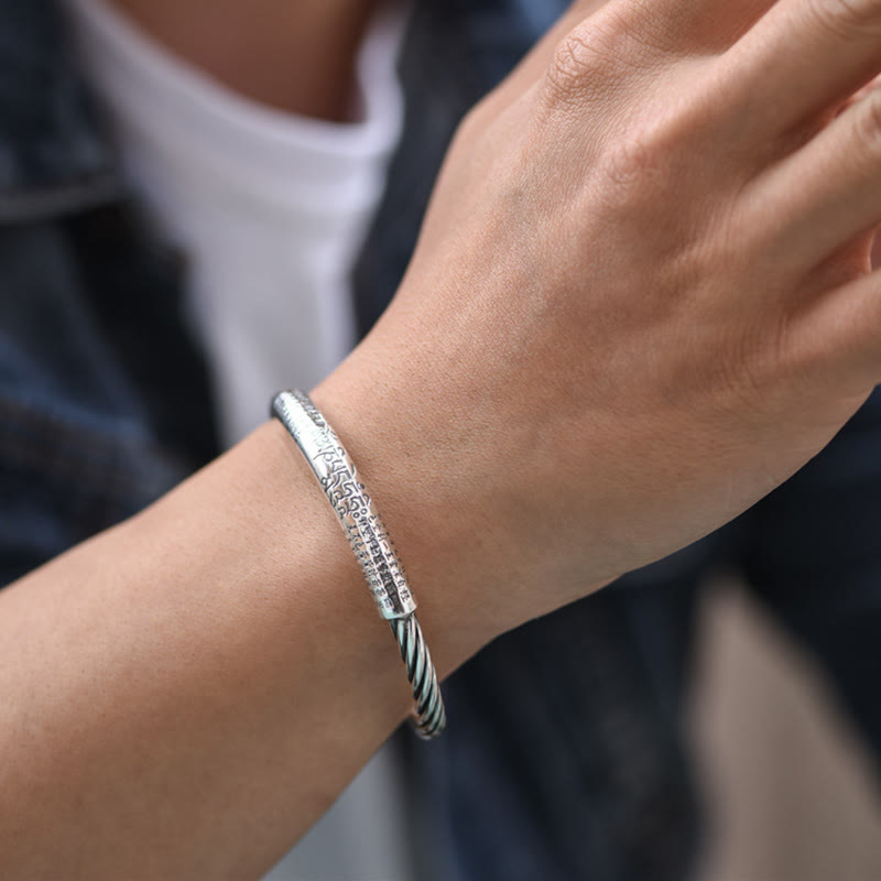 Wear FengShui Tibetan Om Mani Padme Hum Heart Sutra Purity Cuff Bracelet