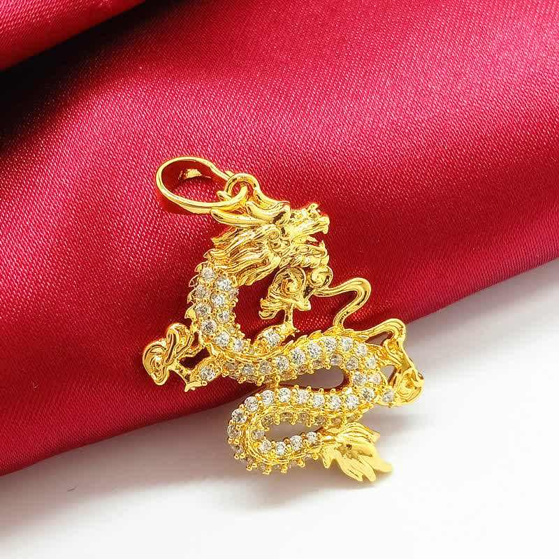 Wear FengShui Gold Dragon Protection Necklace Pendant