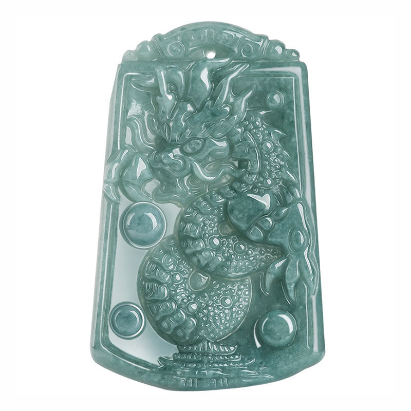 Wear FengShui Year Of The Dragon Chinese Zodiac Dragon Travels The World Jade Strength Necklace Pendant