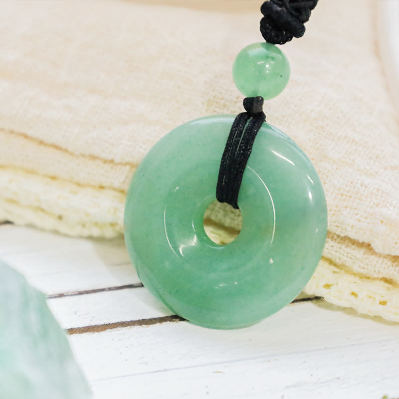 Wear FengShui Lucky Coin Pendant Healing Crystal Gemstone Necklace