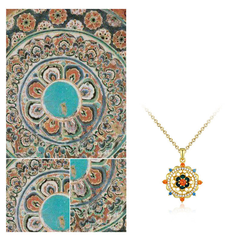 Wear FengShui 925 Sterling Silver Lotus Flower Colorful Zircon New Beginning Necklace Pendant