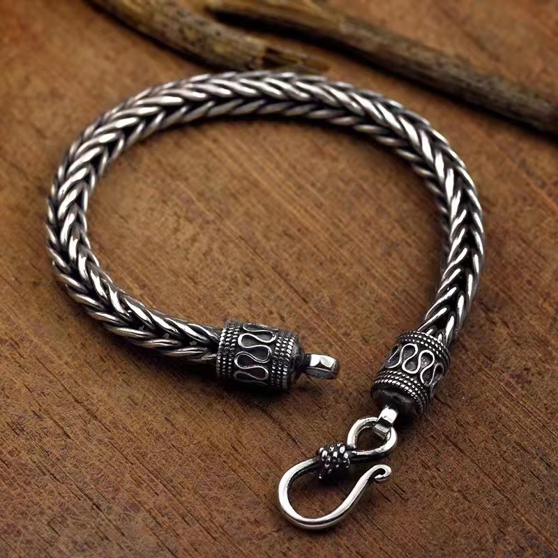 Wear FengShui Vintage Dragon Keel Braided Twisted Design Wealth Buckle Bracelet